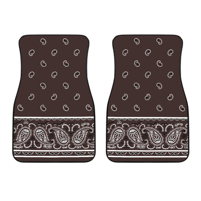 Dual Coffee Brown Bandana Car Mats - Fancy