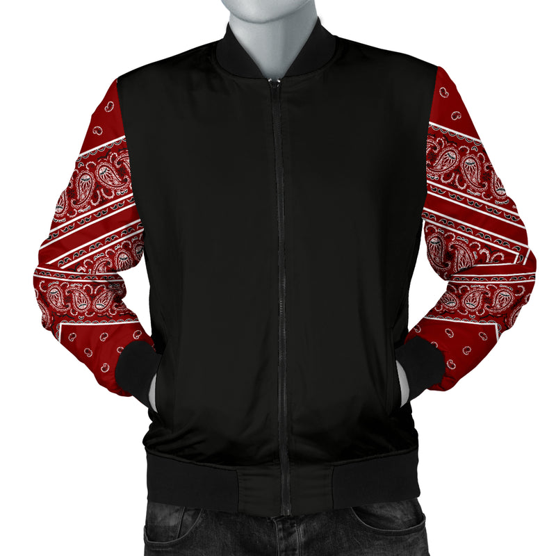 maroon bandana bomber jacket for men