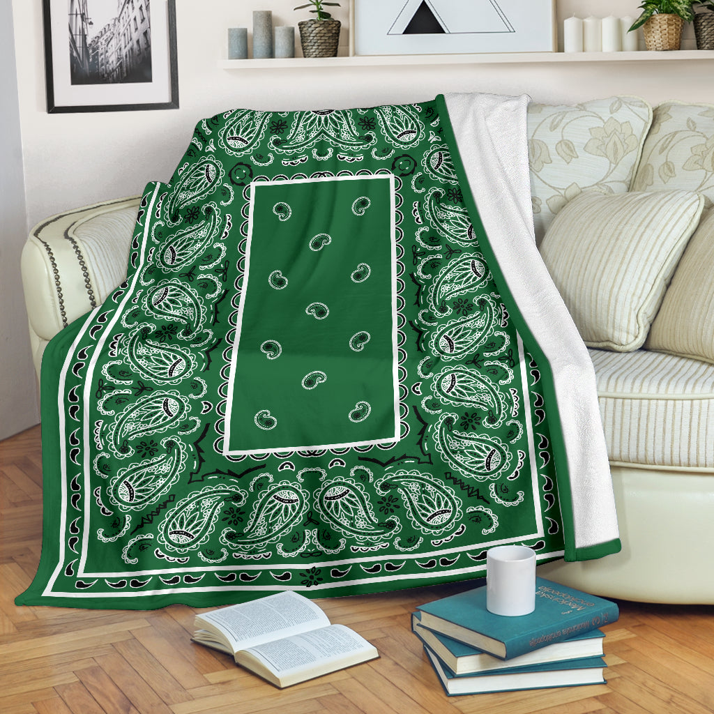 Green Bandana Throw Blanket