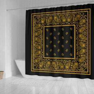 Black Gold Bandana Shower Curtains