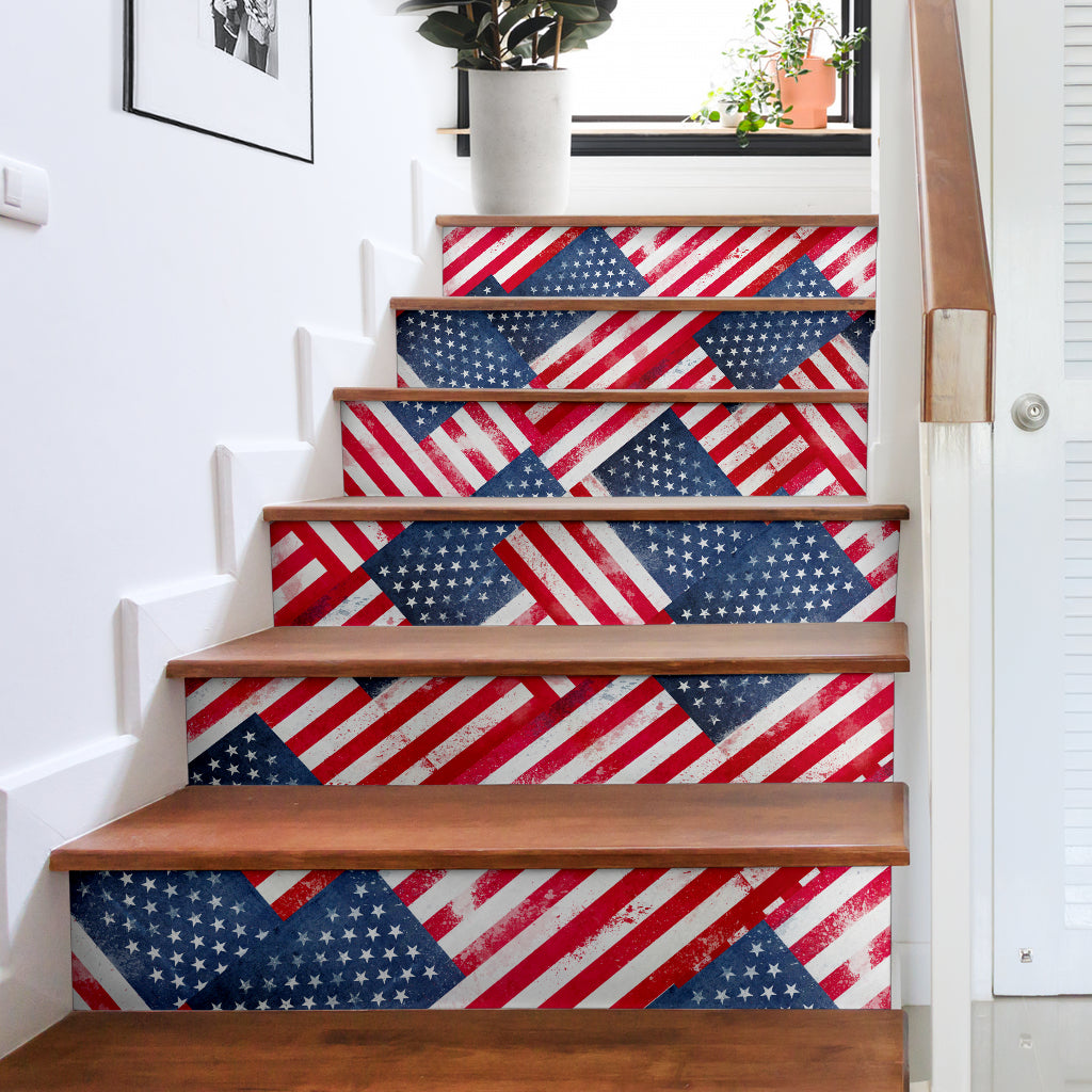 american flag stair stickers