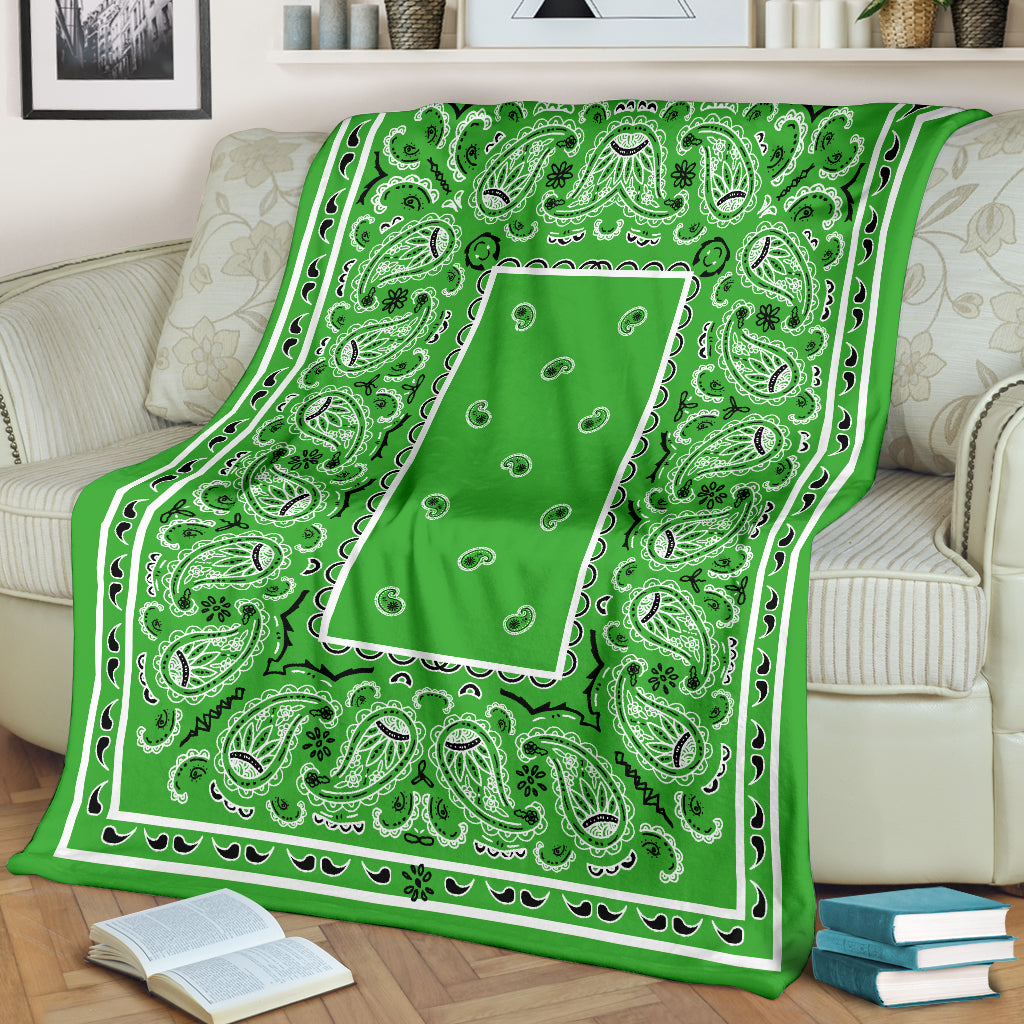 Green Bandana Fleece Throw Blanket