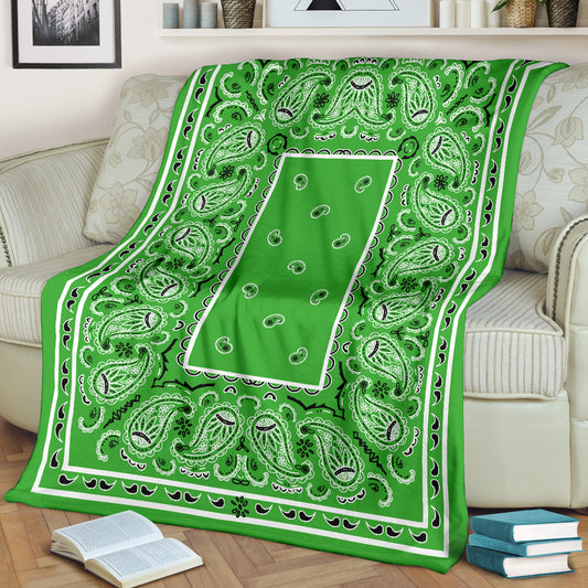 Green Bandana Fleece Throw Blanket