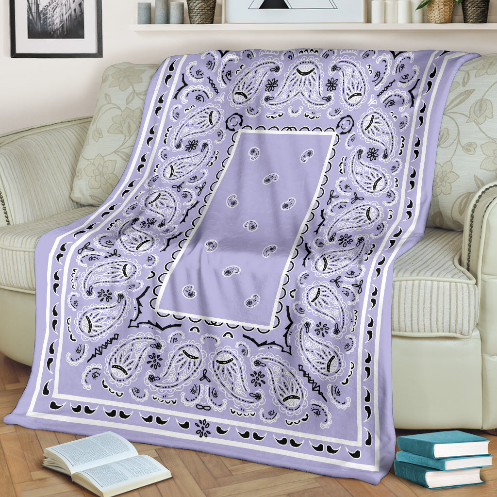 Lavender Bandana Fleece Throw Blanket