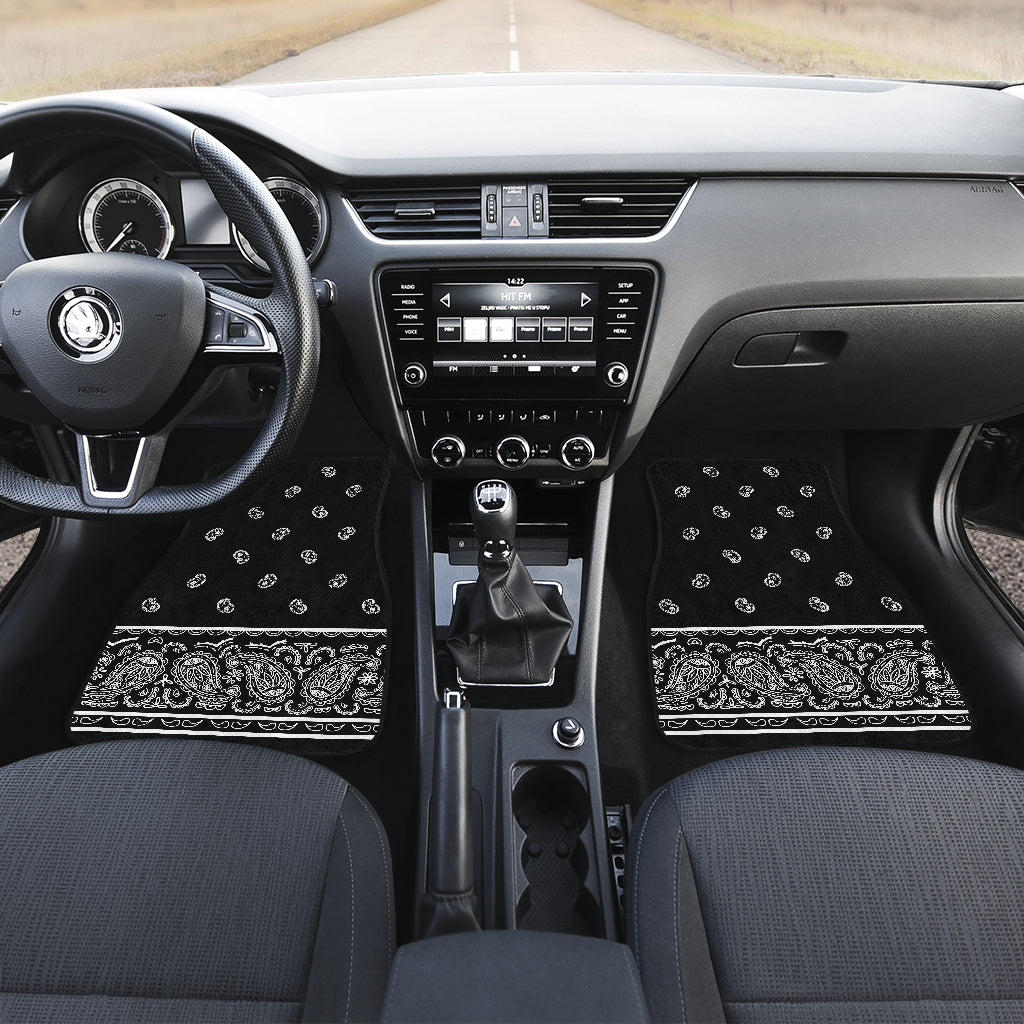 black bandana auto floor mats