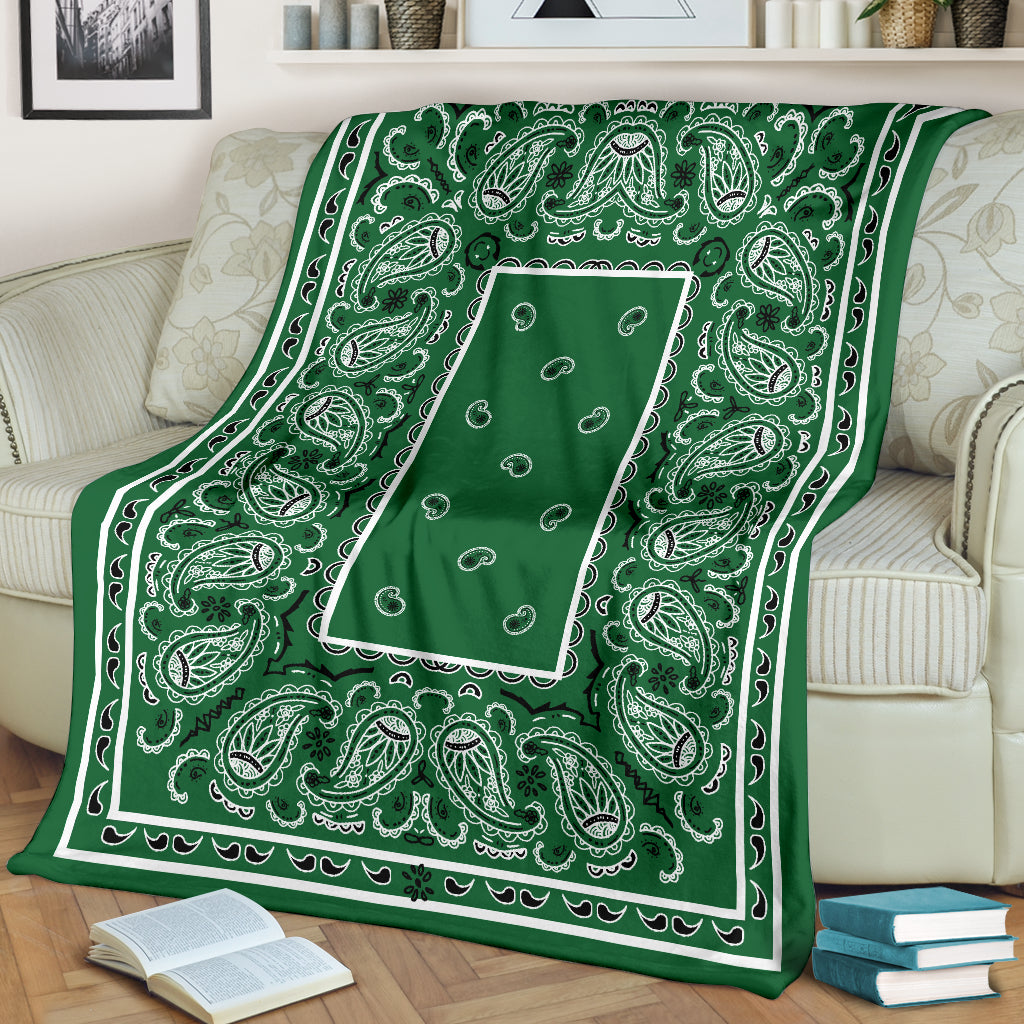 Green Bandana Fleece Throw Blanket