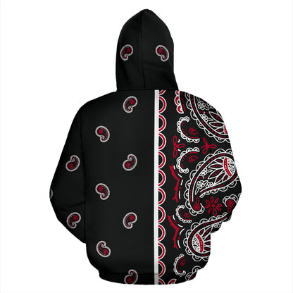 Asymmetrical Wicked Black Bandana Pullover Hoodie