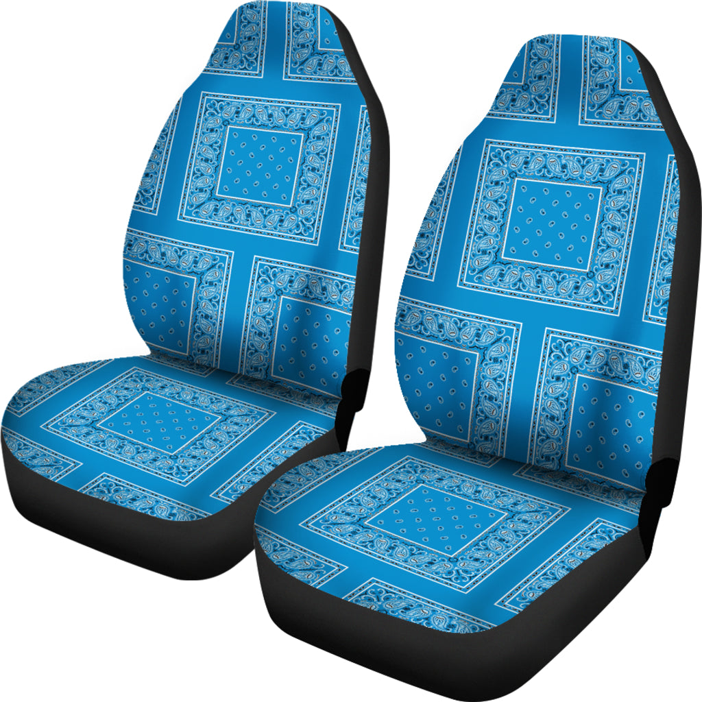 Sky Blue Bandana Car Seat Covers - Patch