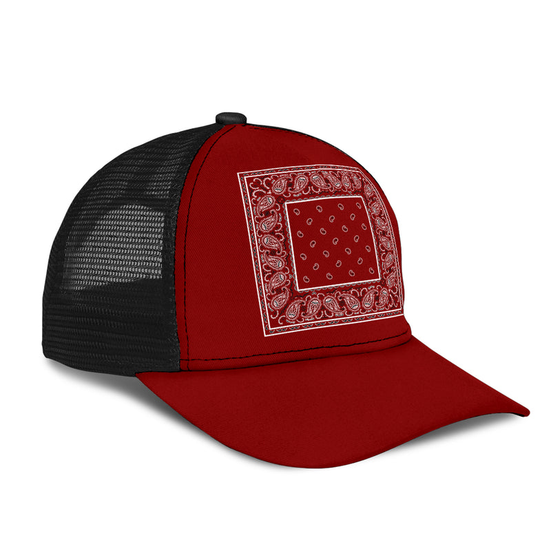 Maroon Red Bandana Simple Mesh Back Cap