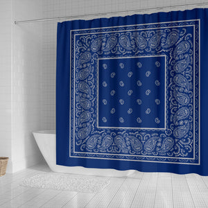 Blue and Gray Bandana Shower Curtains