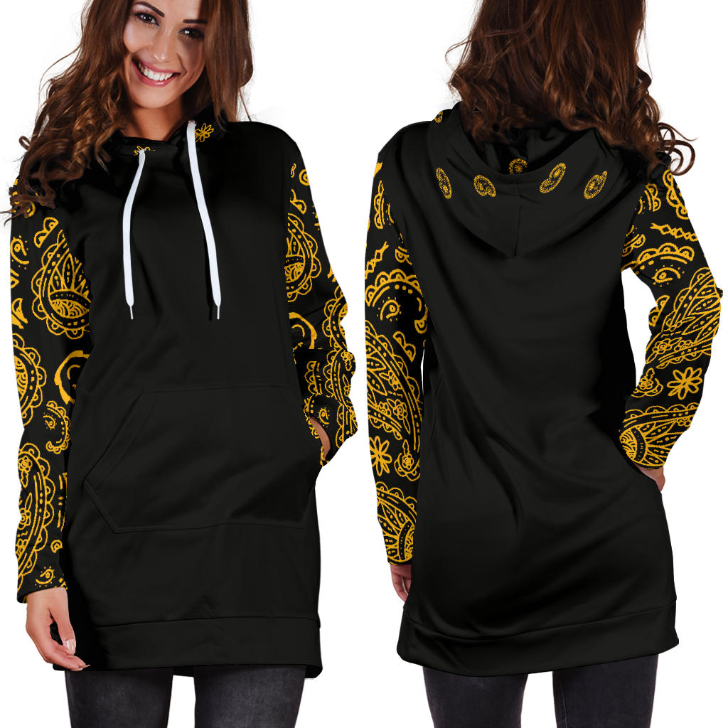 Full view of Black Gold Bandana Hoodie Dress