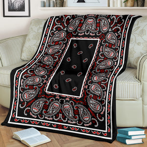 Black and Red Bandana Fleece Throw Blanket