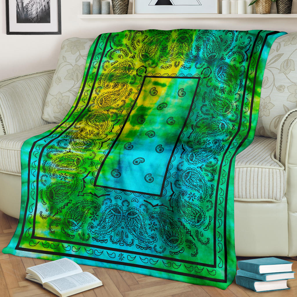Aqua Daze Tie Dye Bandana Throw Blanket