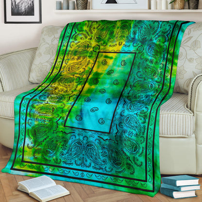 Aqua Daze Tie Dye Bandana Throw Blanket