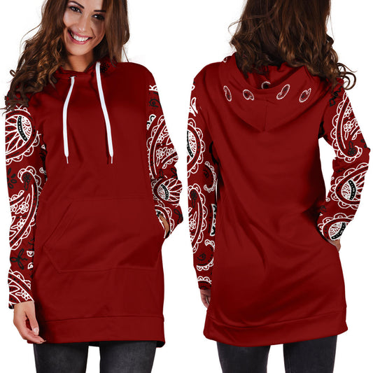 Front and Back Maroon Bandana Hoodie Dress
