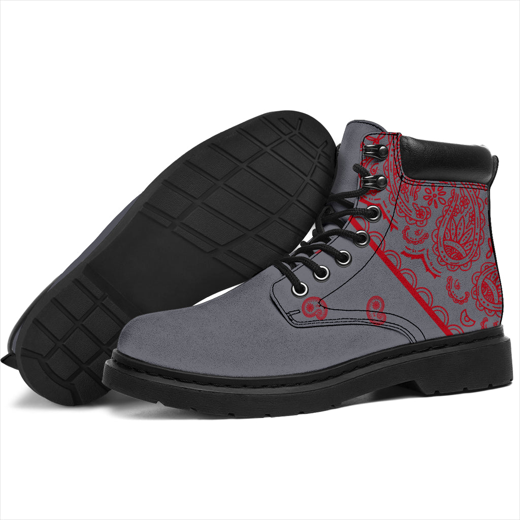 Gray and Red Bandana All Season Boots