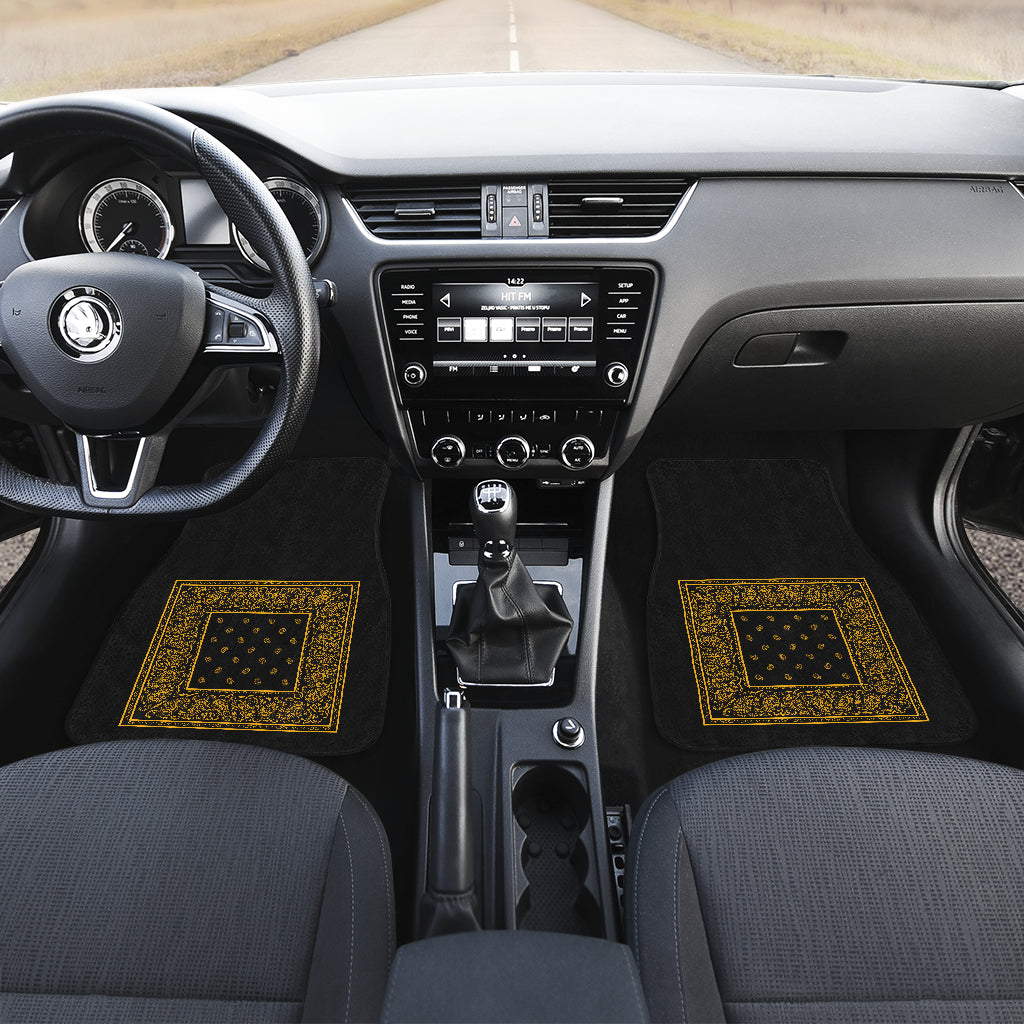 black and gold bandana print auto floor mats