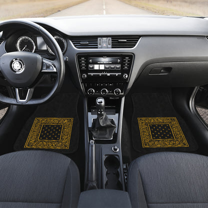 black and gold bandana print auto floor mats
