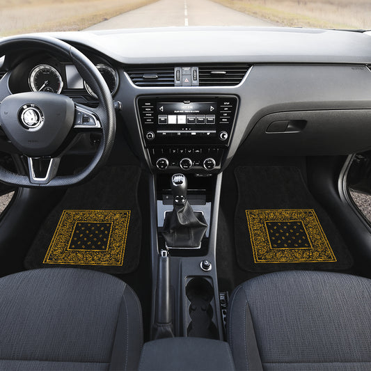 black and gold bandana print auto floor mats