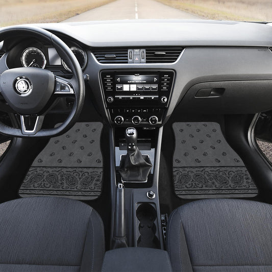 black and gray bandana floor mats