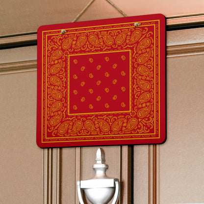 Welcome Red and Gold Bandana Sign