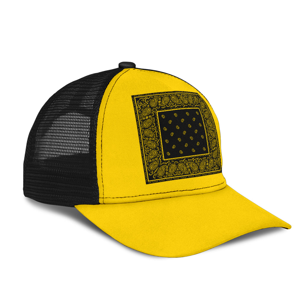 Yellow and Black Bandana Simple Mesh Back Cap