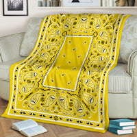 Yellow Bandana Fleece Throw Blanket