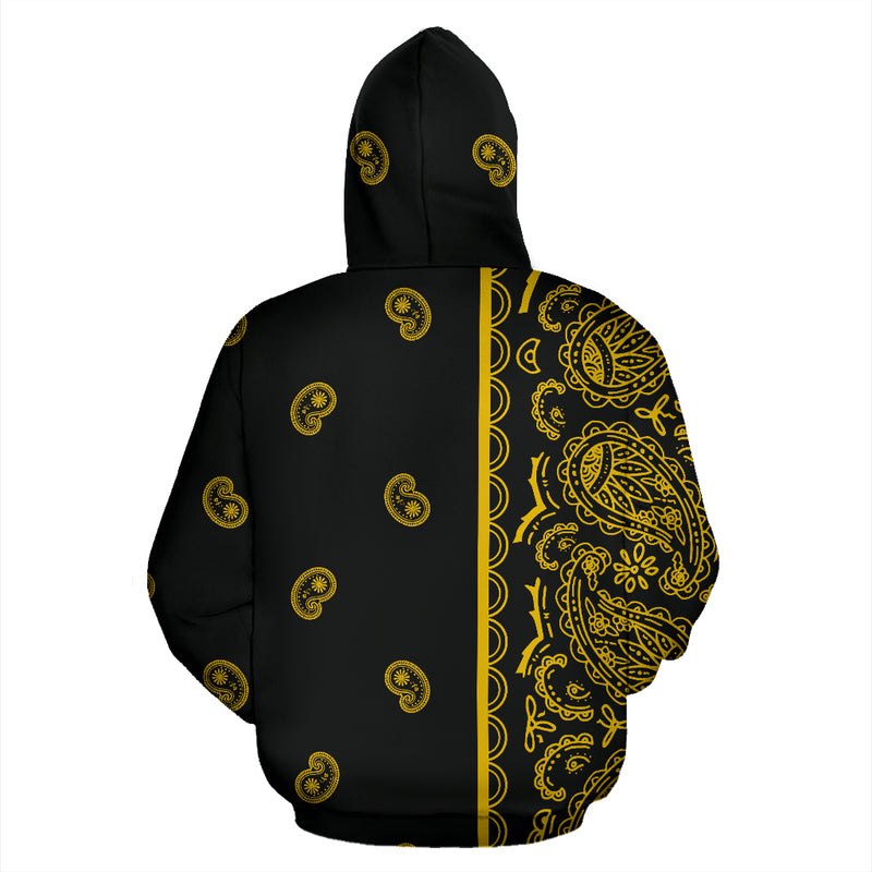 black gold bandana pullover hoodie back view