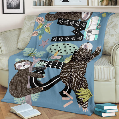 Slow Sloths Fleece Throw Blanket