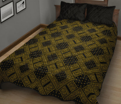 Quilt Set - Black Gold Bandana DB Quilt w/Shams