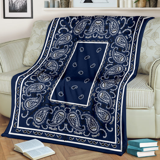Royal Blue Bandana Fleece Throw Blanket
