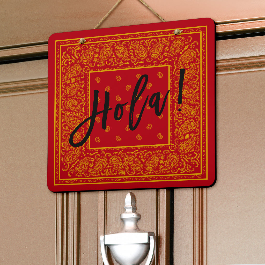 Welcome Red and Gold Bandana Sign
