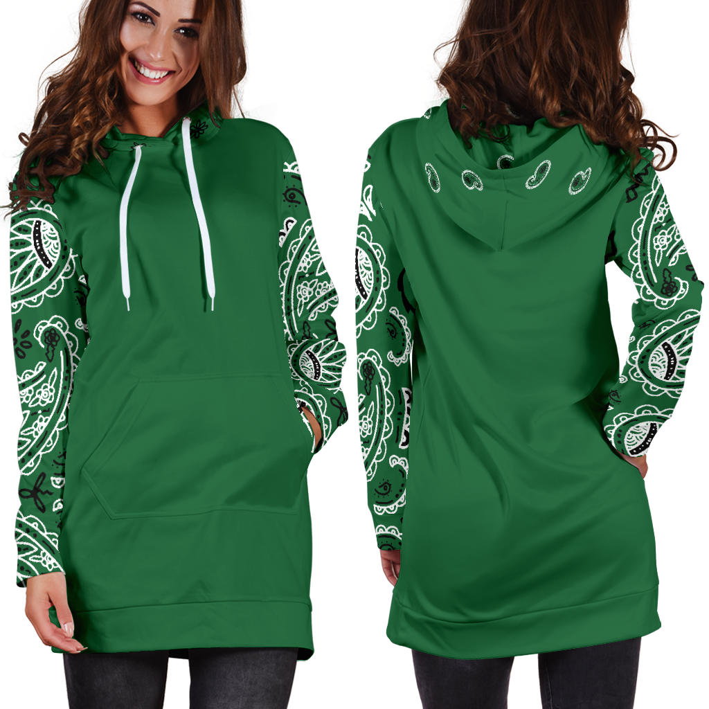 Classic Green Bandana Hoodie Dress | The Bandana Blanket Company Classic Green Bandana Hoodie Dress | The Bandana Blanket Company