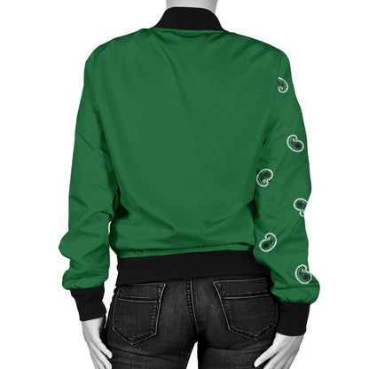Asymmetrical Classic Green Bandana Women's Bomber Jacket