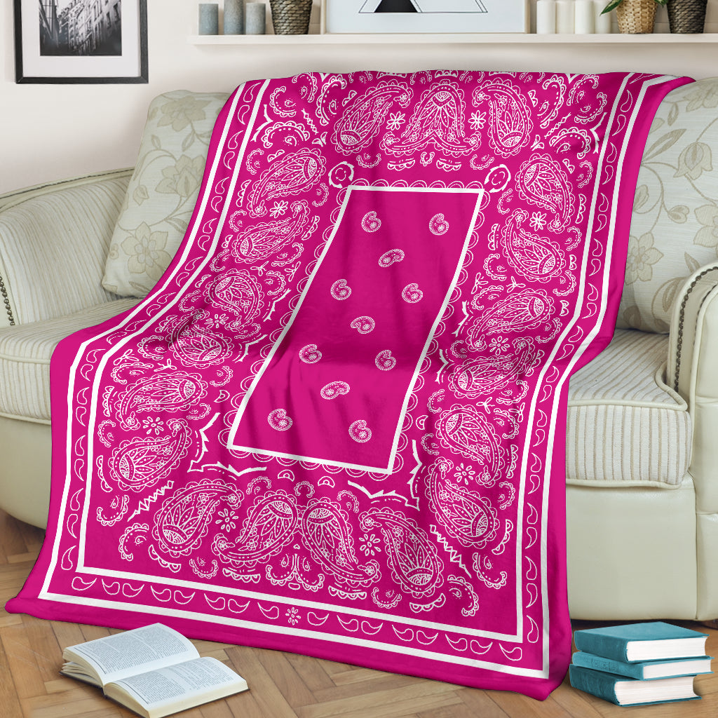 Pink Bandana Fleece Throw Blanket