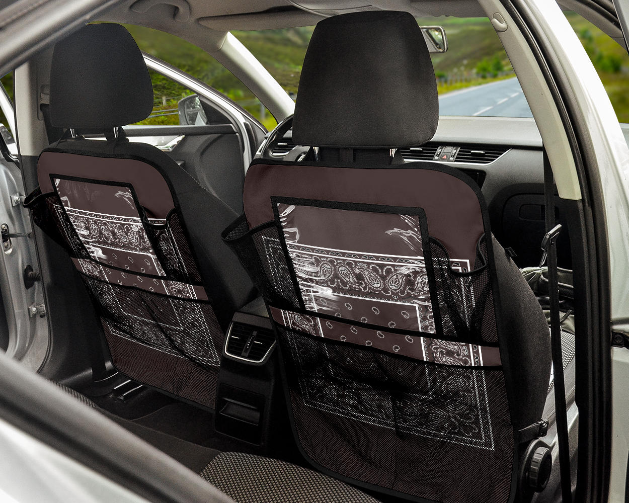 Coffee Brown  Bandana Car Seat Organizers