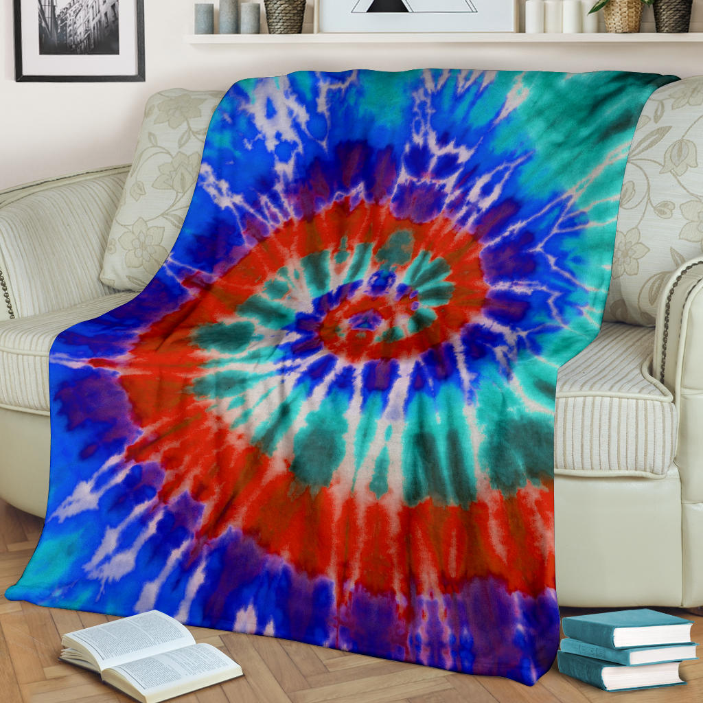Blue Spiral Tie Dye Fleece Throws