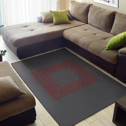 Gray and Red Bandana Area Rugs - Minimal