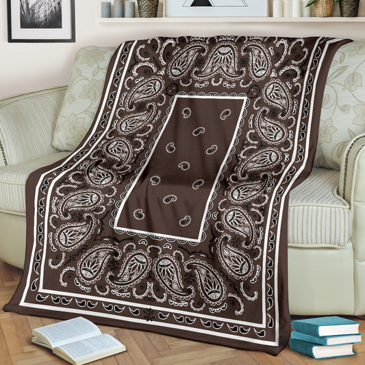 Brown Bandana Fleece Throw Blanket