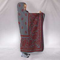 Gray and Red Bandana Hooded Blanket Side