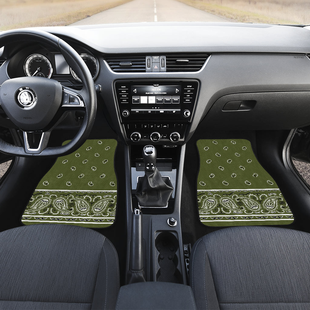 Dual Army Green Bandana Car Mats - Fancy