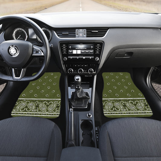 Dual Army Green Bandana Car Mats - Fancy