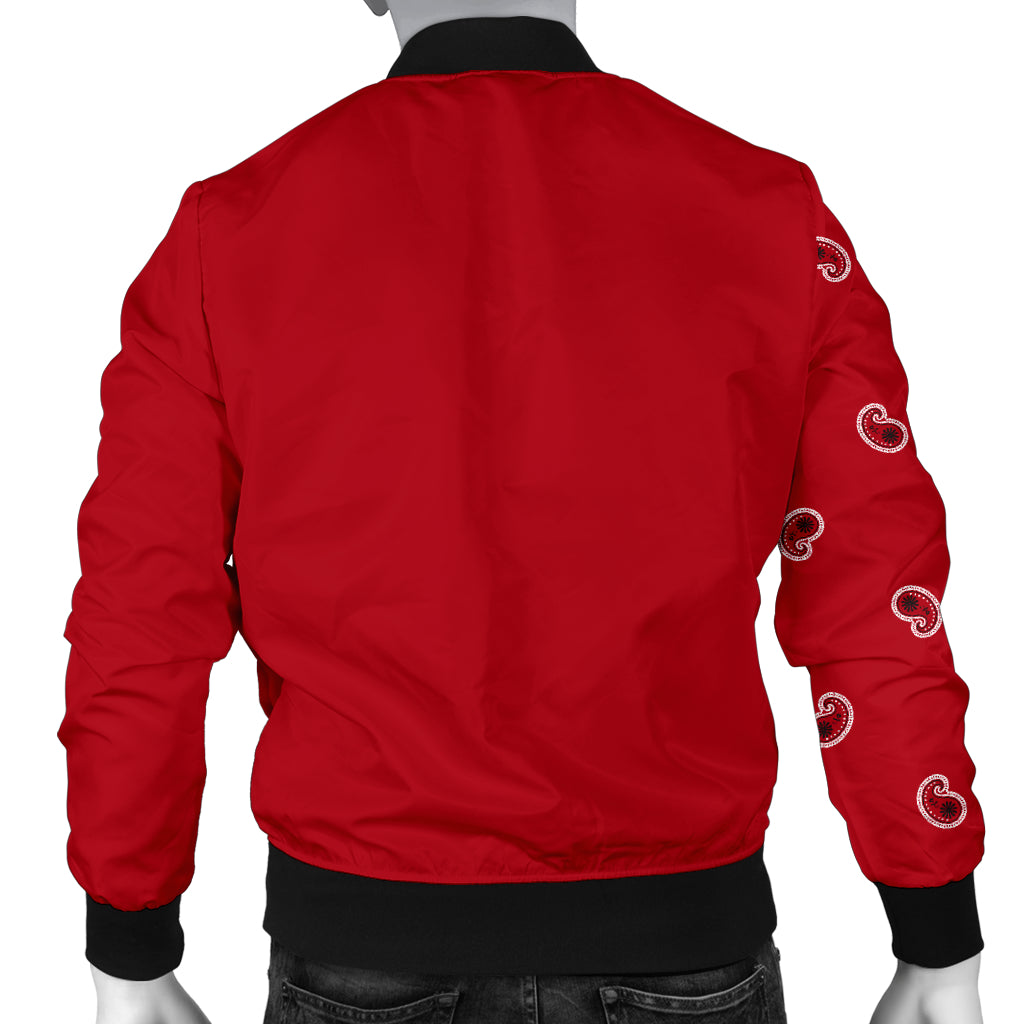 Asymmetrical Classic Red Bandana Men's Bomber Jacket
