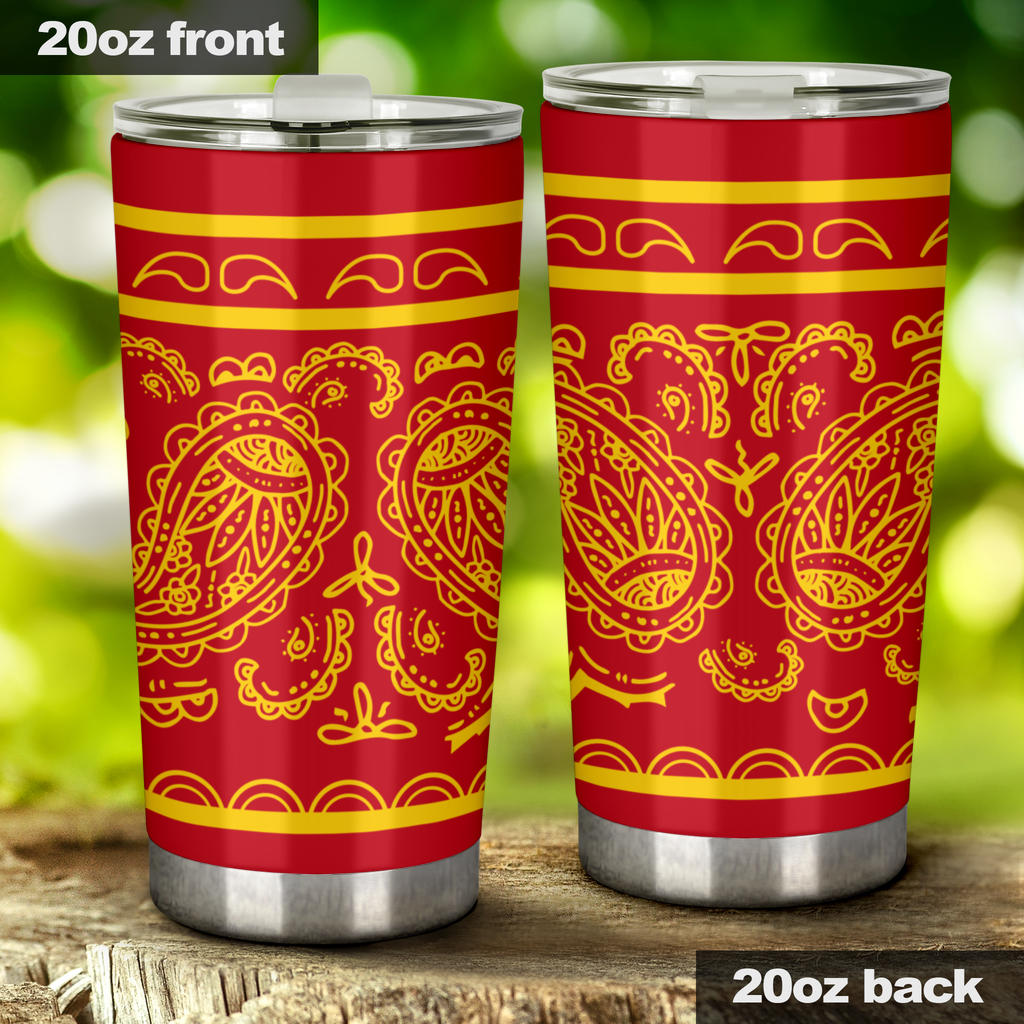 red and yellow bandana tumbler