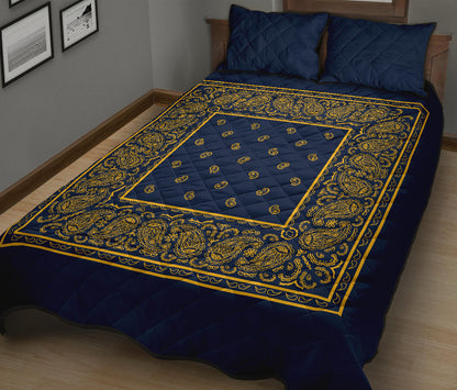 Quilt Set - Navy and Gold Bandana Quilt w/Shams