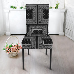 Black Bandana Dining Chair Covers - 4 Patterns