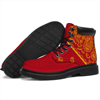 Red and Gold Bandana All Season Boots