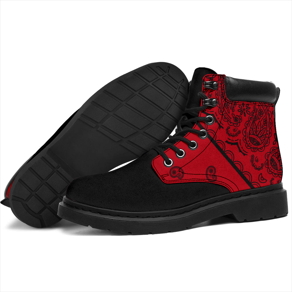 Red and Black Bandana Blackout All Season Boots