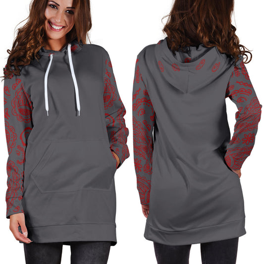 Gray and Red Bandana Hoodie Dress