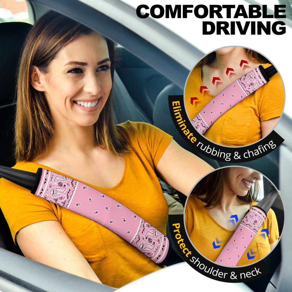 Pink Bandana Seat Belt Covers - 3 Styles